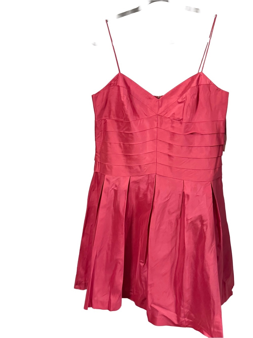 Lauren Ralph Lauren A-Line SILK Dress Pink Pleated  Pintuck Top Sz 16 NWT